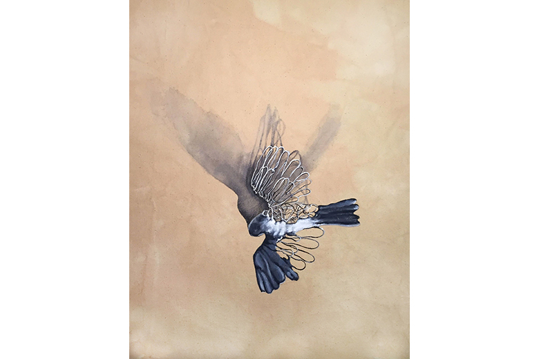 Acrylic and watercolour on canvas 

